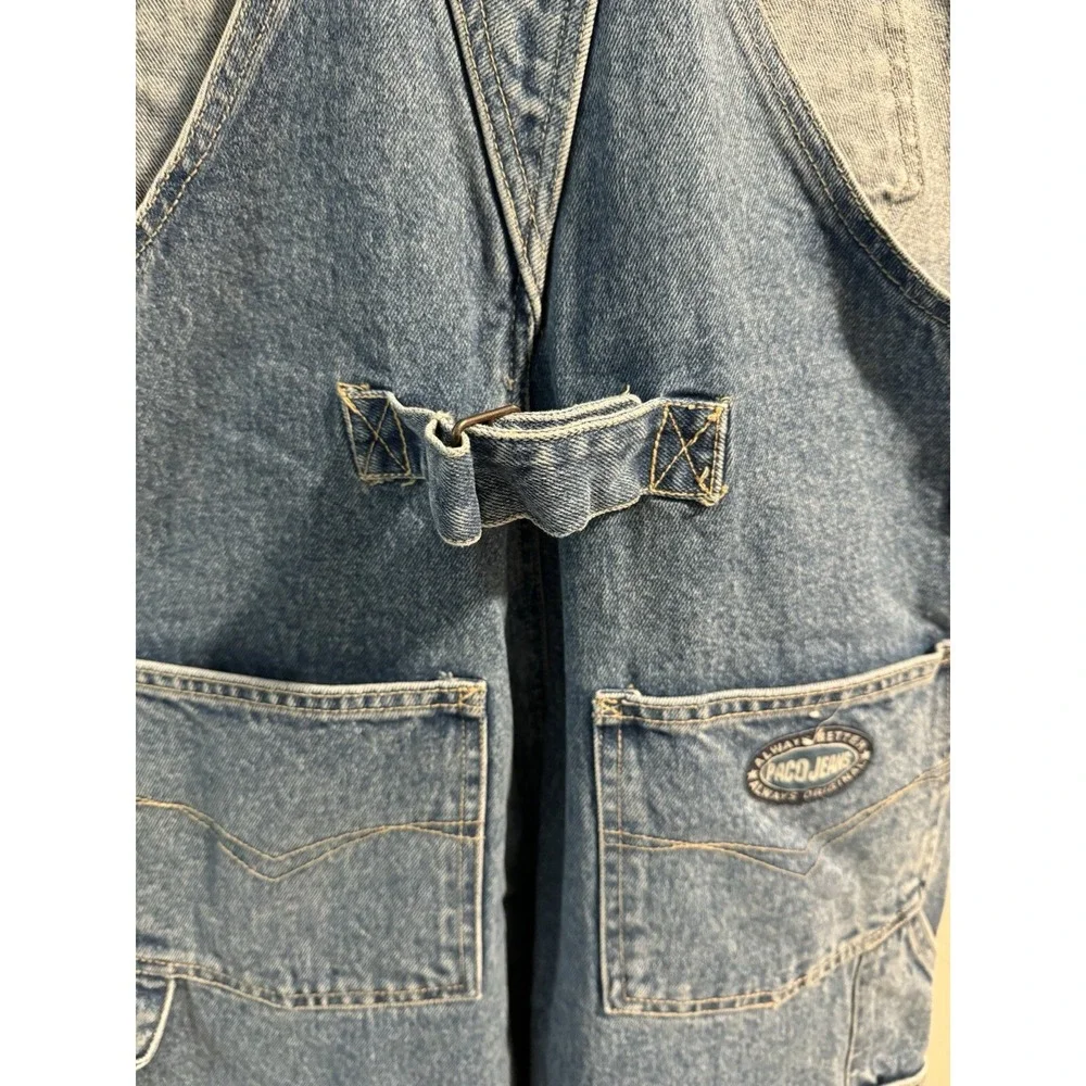 VINTAGE PACO Jeans Bib Overalls Wide leg BLUE DENIM Boyfriend SKATER Tag Size‎ S